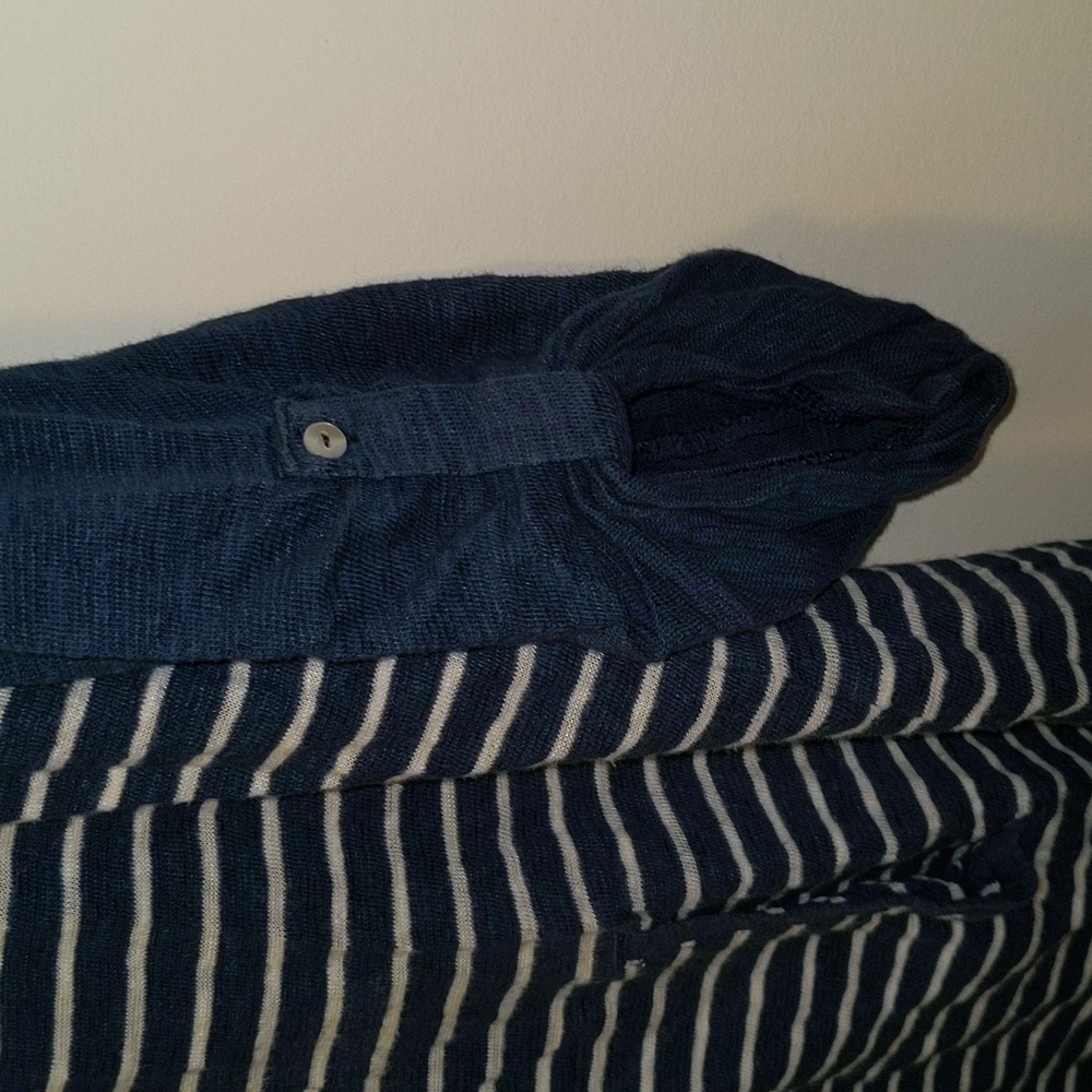 JJill Women's Size L Petite Linen Cotton Blend Nautical Theme Popover Top - Picture 2 of 13